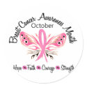 Breast Cancer Awareness Month Butterfly 3.2 stickers