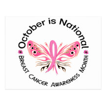 Breast Cancer Awareness Month Butterfly 3.3 Post Card