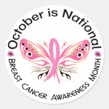 Breast Cancer Awareness Month Butterfly 3.3 Stickers