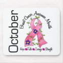 Breast Cancer Awareness Month Flower Ribbon 1 mousepads