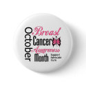 Breast Cancer Awareness Month Script Butterfly buttons