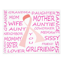 BREAST CANCER AWARENESS PINK RIBBON DESIGN INVITATION