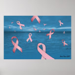 Breast Cancer Awareness Ribbons In the Sky Poster posters