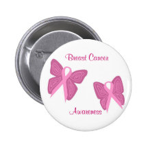 Breast cancer butterfly ribbons button