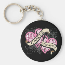 Breast Cancer Cancer Survivor Dual Hearts Key Chain
