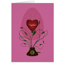 Breast Cancer Cure Russian Egg Greeting Card
