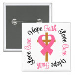 Breast Cancer Faith Hope Love Cross Button