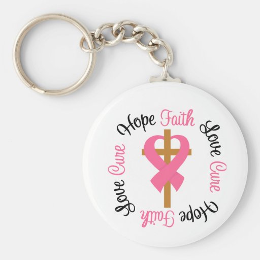 Breast Cancer Faith Hope Love Cross Keychains