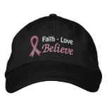 Breast Cancer Faith Love Believe embroidered hats