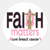 Breast Cancer Faith Matters Cross 1 Stickers