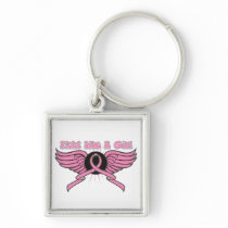 Breast Cancer Fight Like A Girl Wings Key Chain