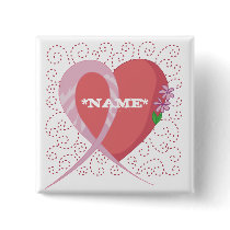 Breast Cancer Heart Customisable Square Button
