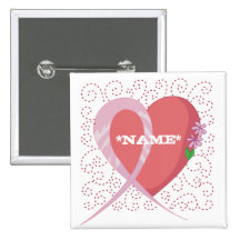 Breast Cancer Heart Customisable Square Button