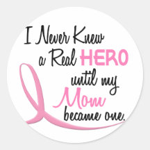 BREAST CANCER Hero MOM Round Stickers