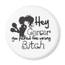 Breast Cancer Hey You Picked The Wrong Bitch Fridge Magnets