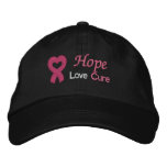 Breast Cancer Hope Love Cure embroidered hats