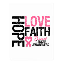 Breast Cancer Hope Love Faith Postcard