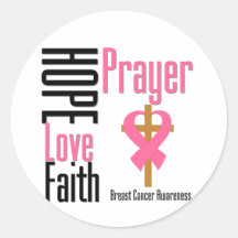 Breast Cancer Hope Love Faith Prayer Cross Sticker