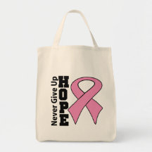 Breast Cancer Hope Never Give Up Canvas Bags