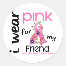 Breast Cancer I WEAR PINK FOR MY FRIEND 43 Round Sticker