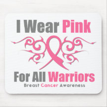 Breast Cancer I Wear Pink Tribal Ribbon (Warriors) Mouse Pads