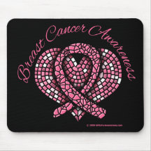 Breast Cancer Mosaic Heart Ribbon Mouse Mat