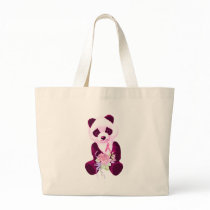 Breast Cancer Panda Bear Canvas Bags