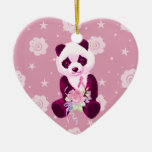 Breast Cancer Panda Bear Christmas Ornaments
