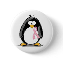 Breast Cancer Penguin Button