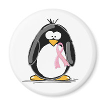Breast Cancer Penguin Fridge Magnets