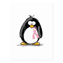 Breast Cancer Penguin Post Card