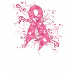 Breast Cancer Pink Floral Ribbon Swirl t-shirts