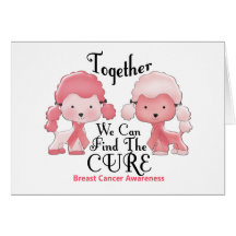 Breast Cancer Pink Poodles Together 2 Cards