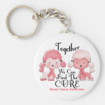 Breast Cancer Pink Poodles Together 2 Keychain