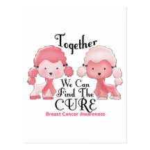 Breast Cancer Pink Poodles Together 2 Post Cards