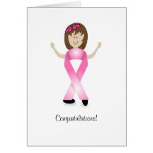 Breast Cancer Ribbon Girl - Last Round of Chemo Greeting Cards