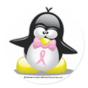 Breast Cancer Ribbon Penguin stickers