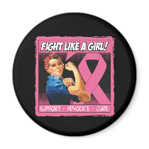 Breast Cancer Rosie Riveter - Fight Like a Girl Fridge Magnet