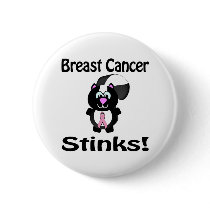 Breast Cancer Stinks Skunk Awareness Design Pinback Button