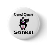 Breast Cancer Stinks Skunk Awareness Design buttons