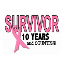 BREAST CANCER SURVIVOR 10 Years & Counting Post Card