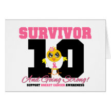 Breast Cancer Survivor Chick 10 Years Greeting Card