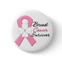 Breast Cancer Survivor Flower Ribbon Pin