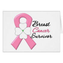 Breast Cancer Survivor Flower Ribbon Greeting Card