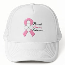Breast Cancer Survivor Flower Ribbon Mesh Hat