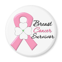 Breast Cancer Survivor Flower Ribbon Refrigerator Magnet