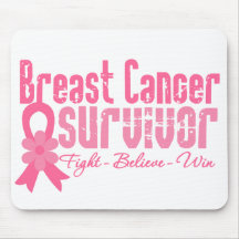 Breast Cancer Survivor Flower Ribbon Mouse Mat