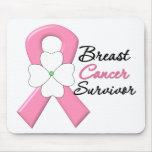 Breast Cancer Survivor Flower Ribbon mousepads
