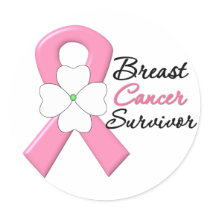 Breast Cancer Survivor Flower Ribbon Round Sticker