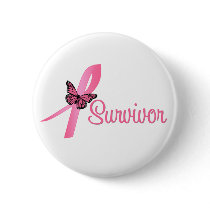 Breast Cancer Survivor Ribbon Pinback Buttons